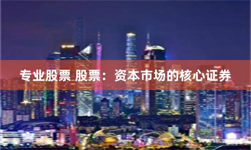 专业股票 股票：资本市场的核心证券